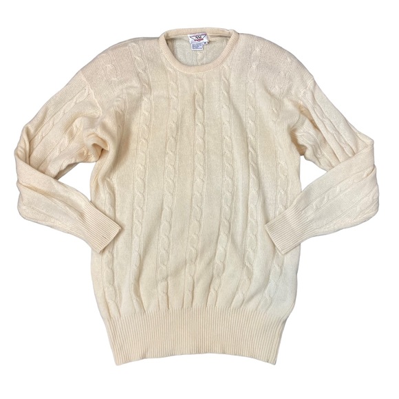 Neiman Marcus Sweaters - Neiman Marcus 100% Cashmere Cream Cable Knit Crew Neck Oversized Sweater